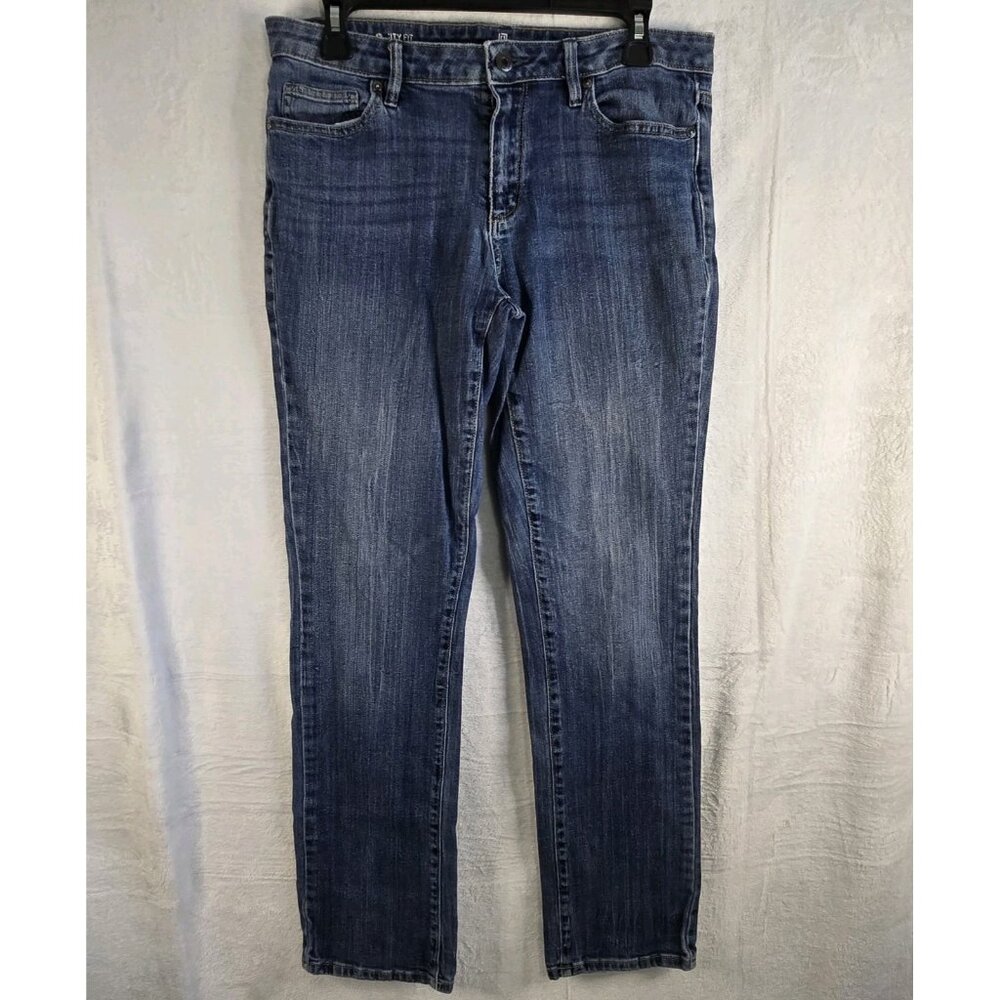 Liz Claiborne Womens Size 8 City Fit Straight Leg Mid Rise Stretch Blue Jeans